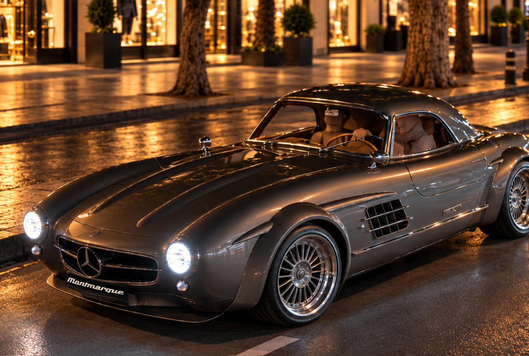 Hardtop on a Paris street at night